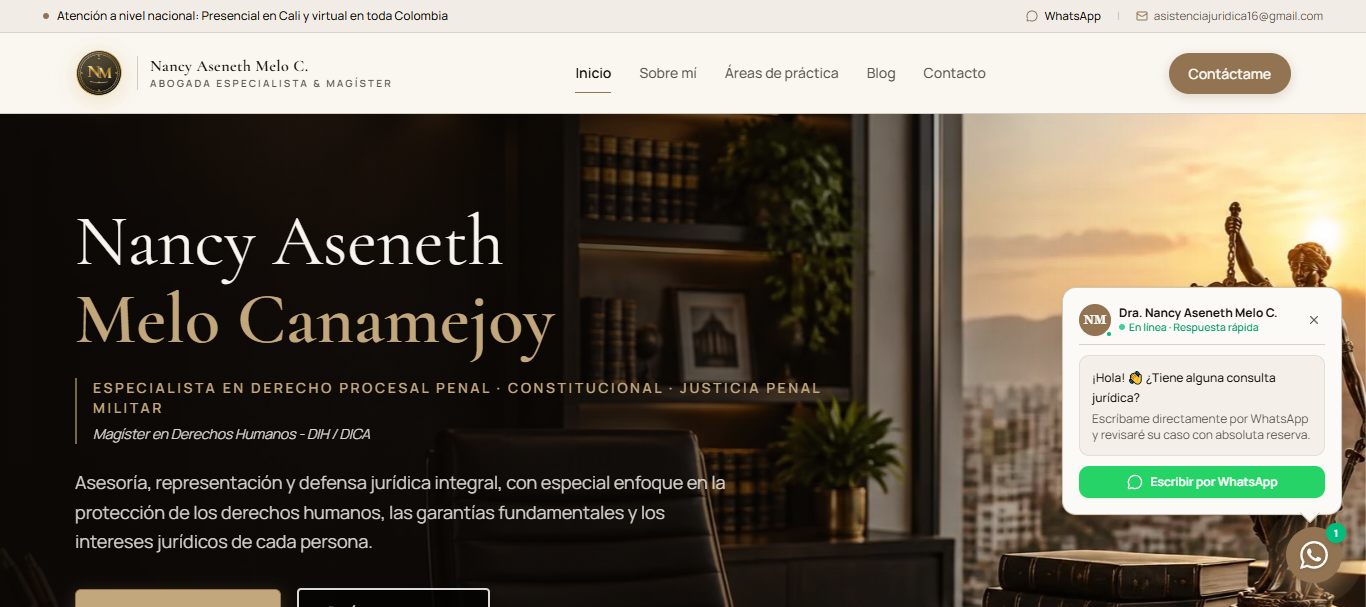 Captura del proyecto Dra. Nancy Aseneth Melo — Despacho Jurídico